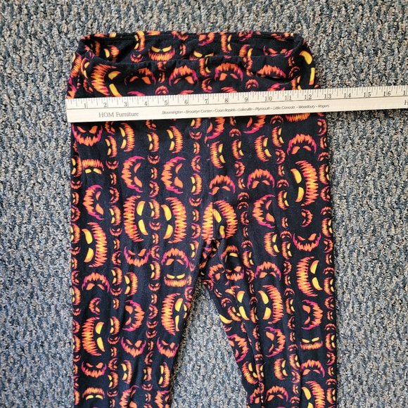 LuLaRoe Black and Orange Halloween Jack-O-Lantern Buttery Soft Leggings One Size - Picture 14 of 16